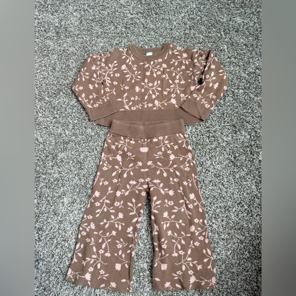 Gerber Brown and Pink Floral Kids Pajama Set